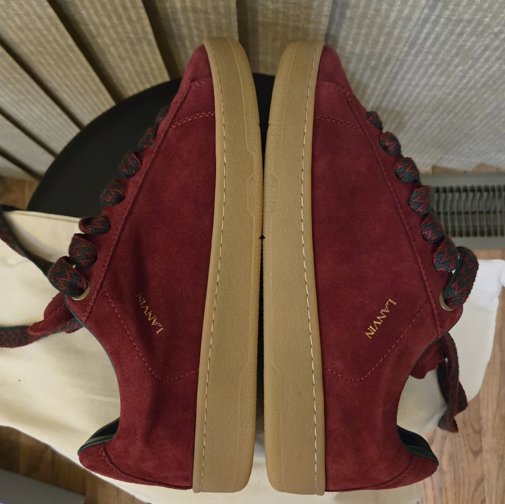 Lanvin Red High-Top Sneakers with Suede Finish - Picture 6 of 12